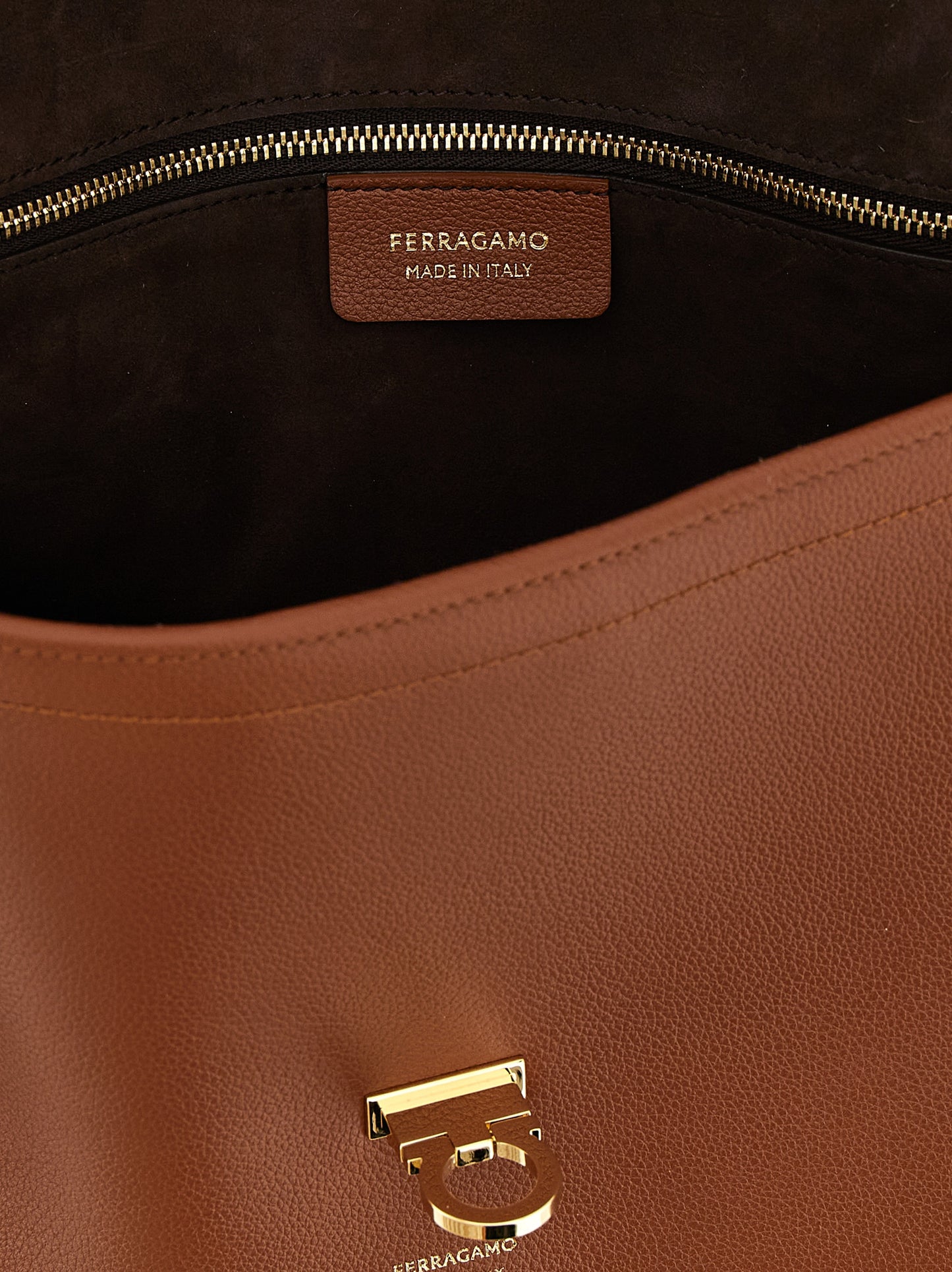 Brown Calfskin Shoulder Bag