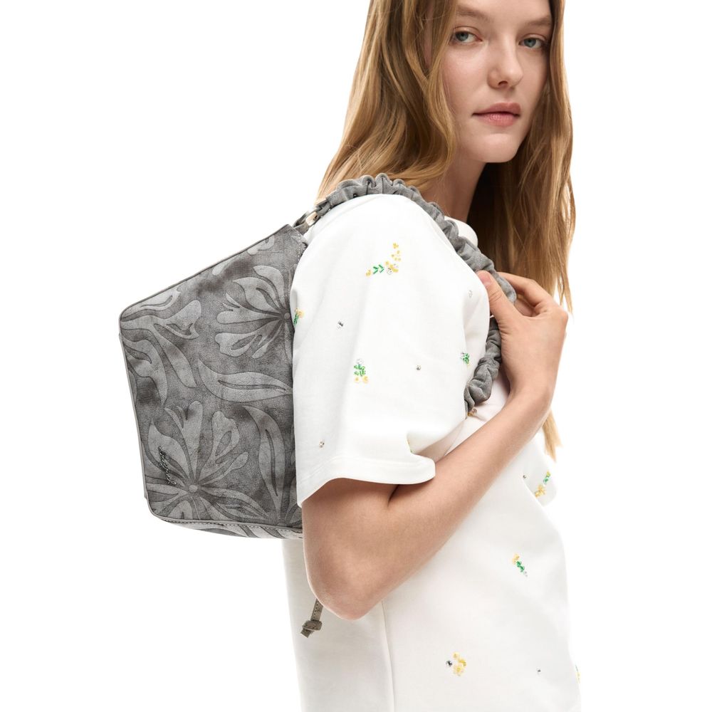 Gray Cotton Handbag