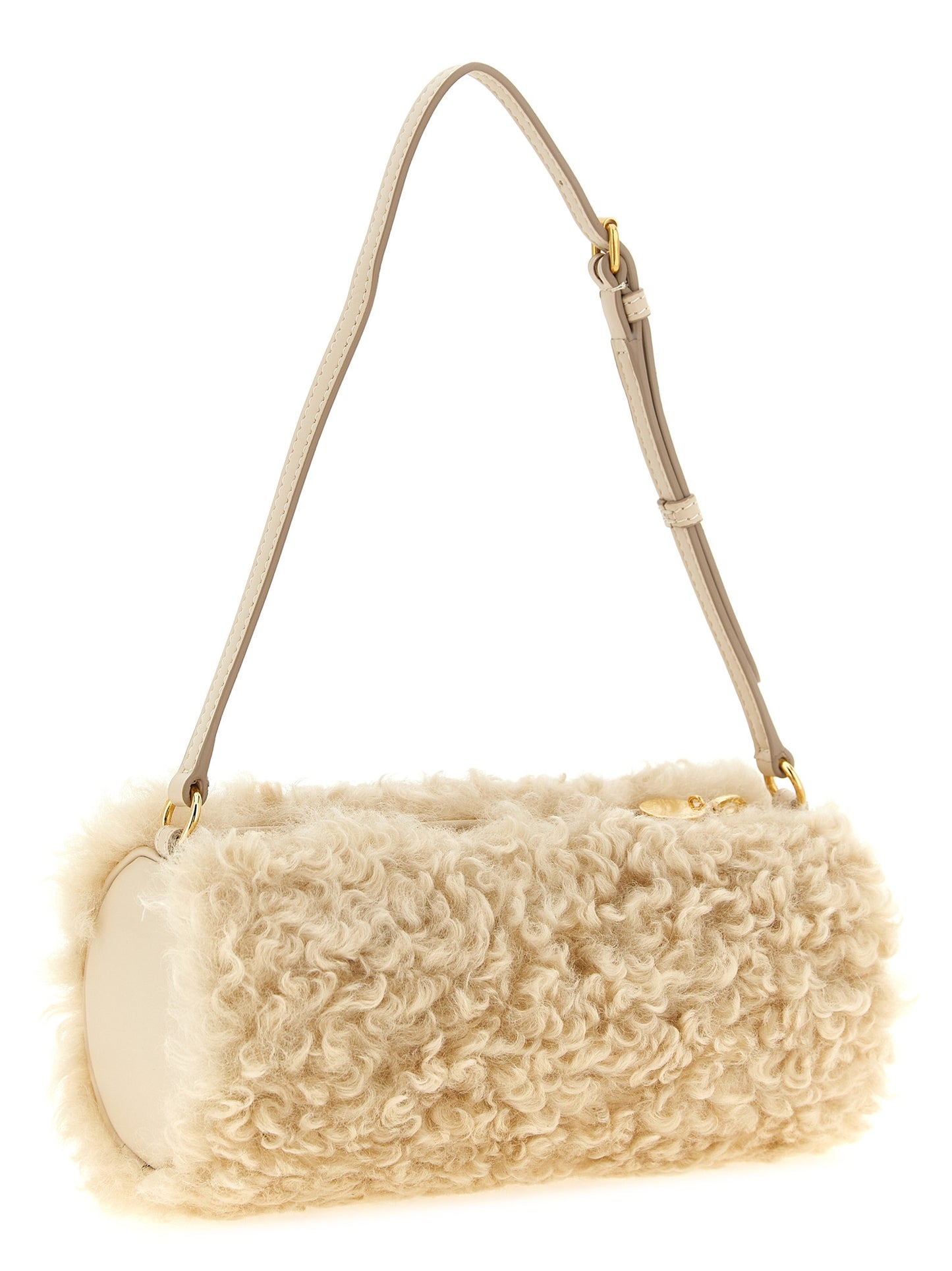 Beige Polyester Clutch Bag