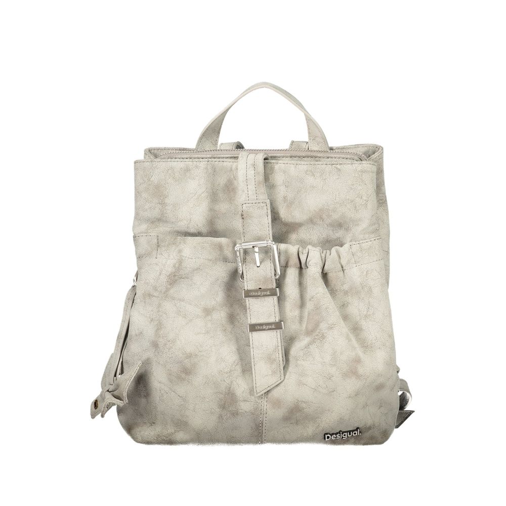 Gray Polyurethane Women's Backpack