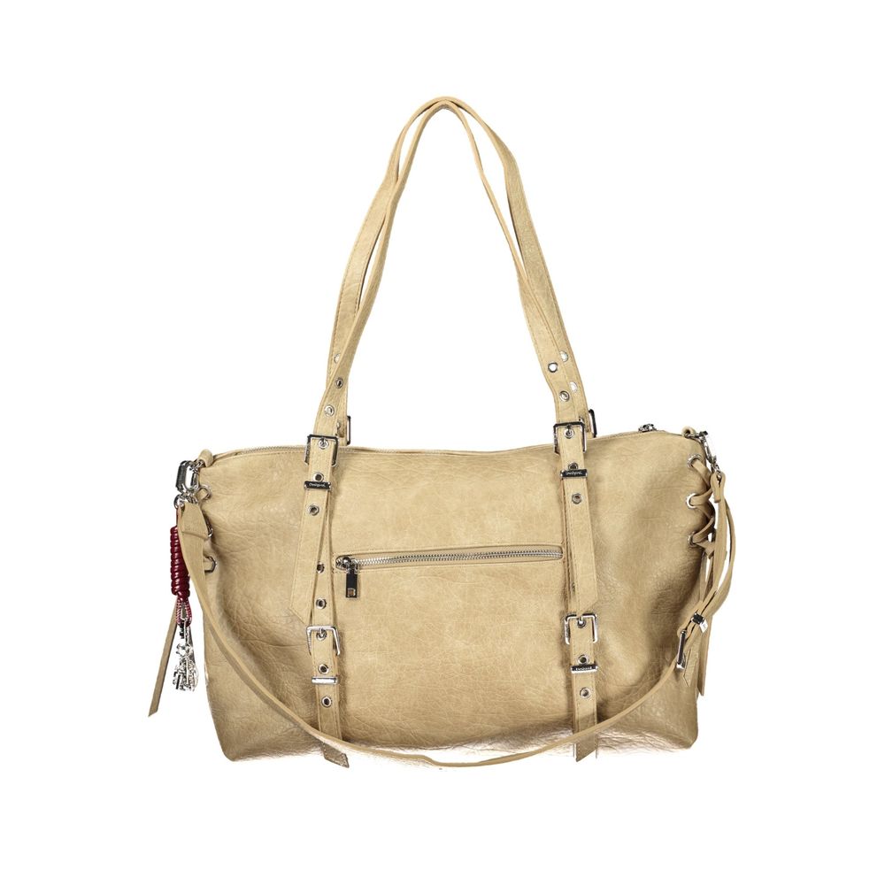 Beige Polyurethane Women's Bag