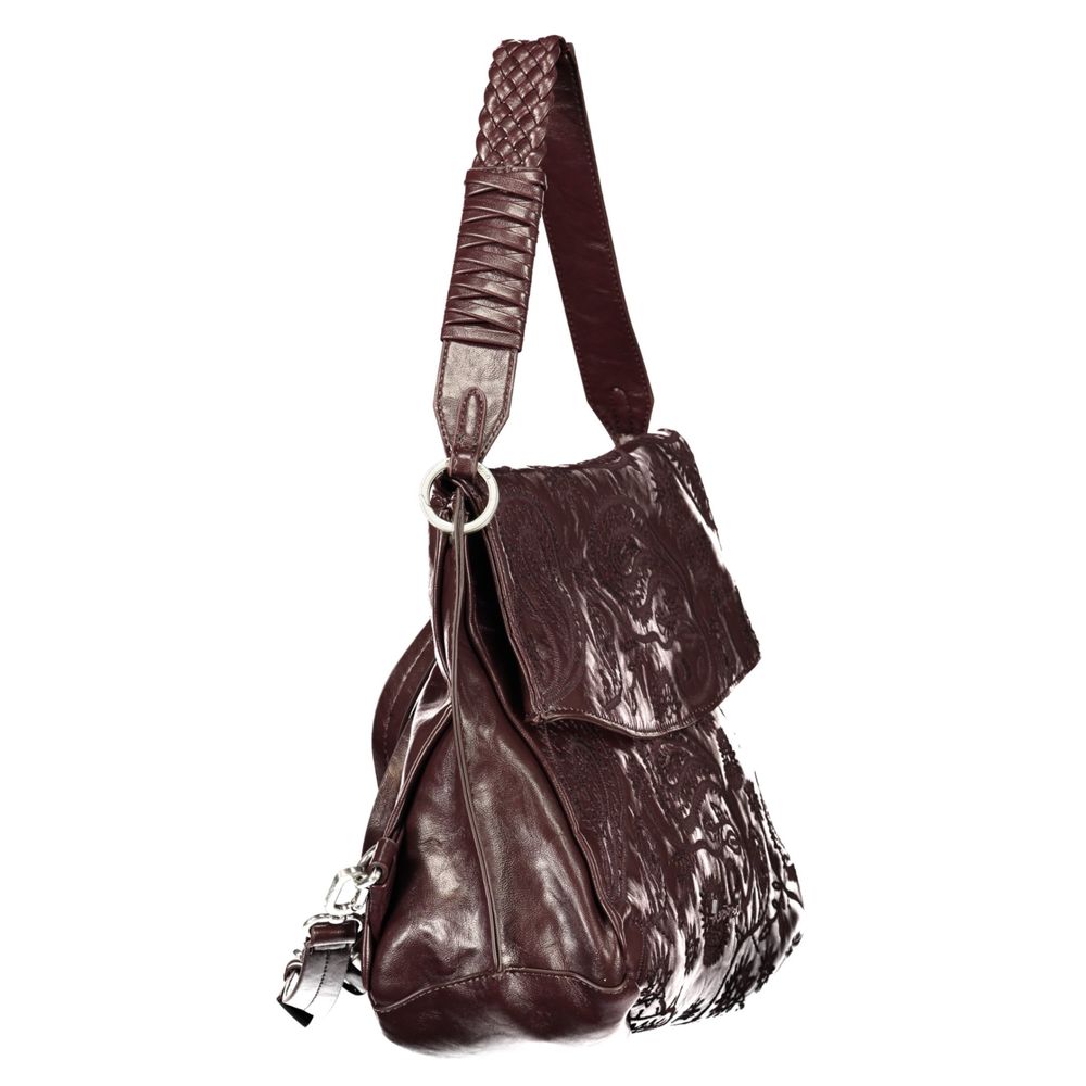 Brown Polyurethane Women Bag