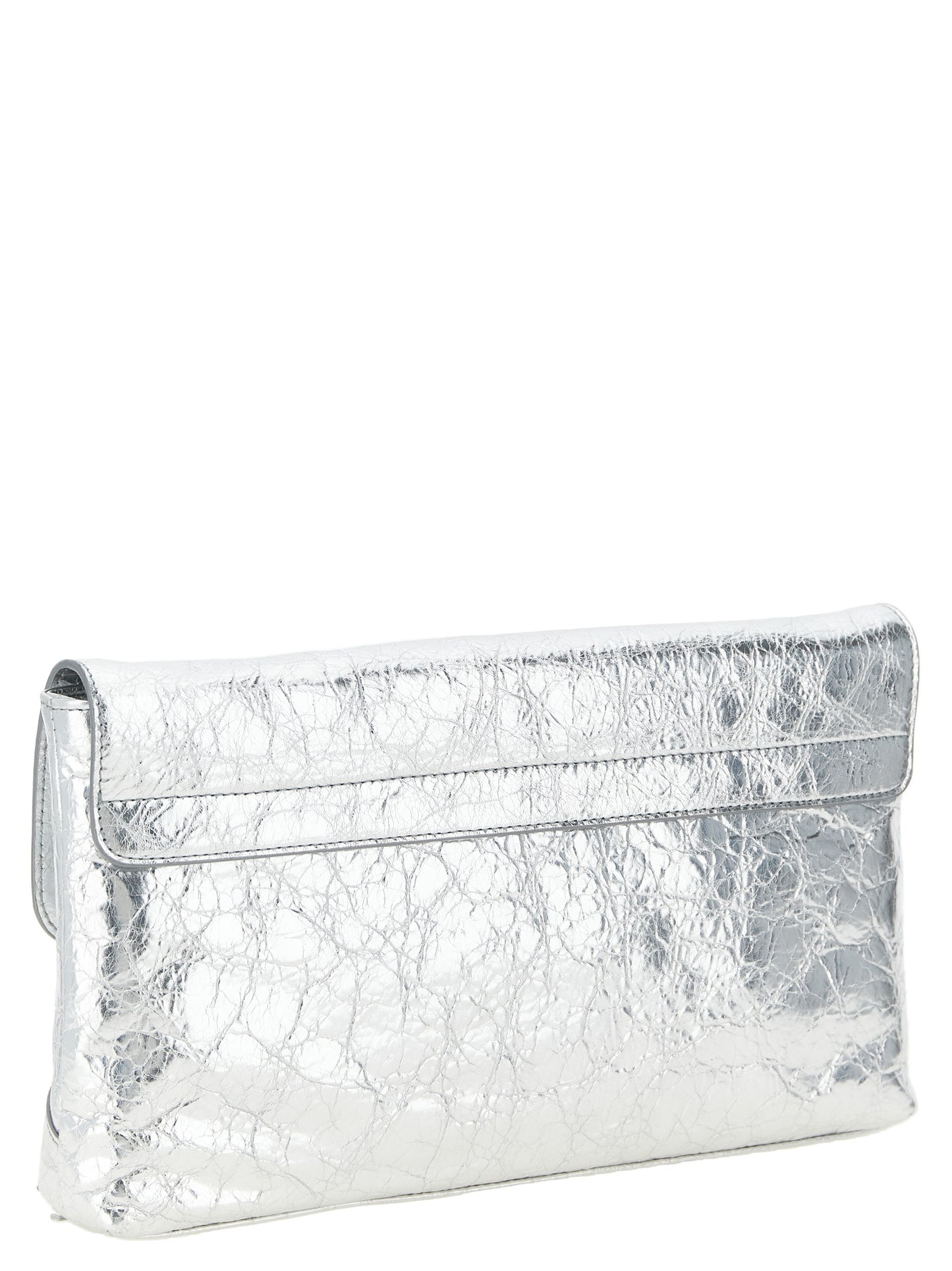 Silver Lamb Leather Clutch Bag
