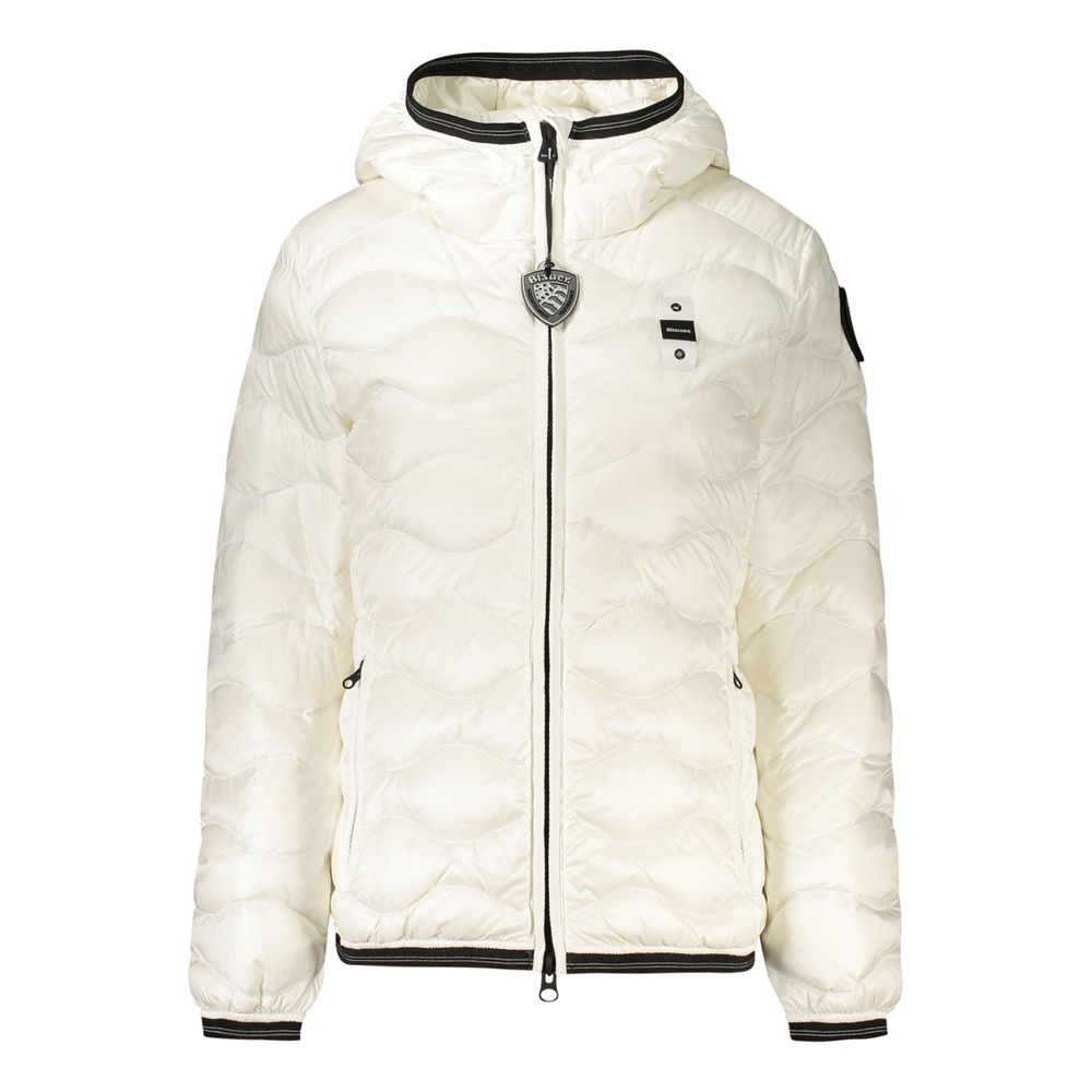 White Polyamide Women's Jacket with Hood