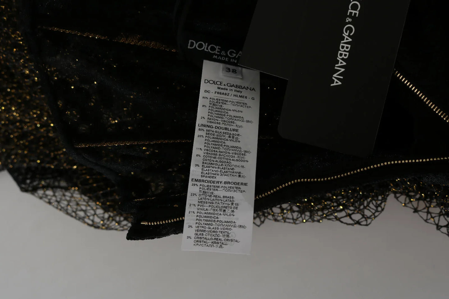 Black Gold Crystal Heart A-line Dress