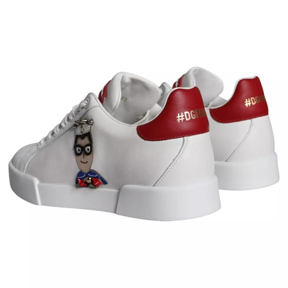 White Patch Calfskin Nappa Portofino Sneakers Shoes