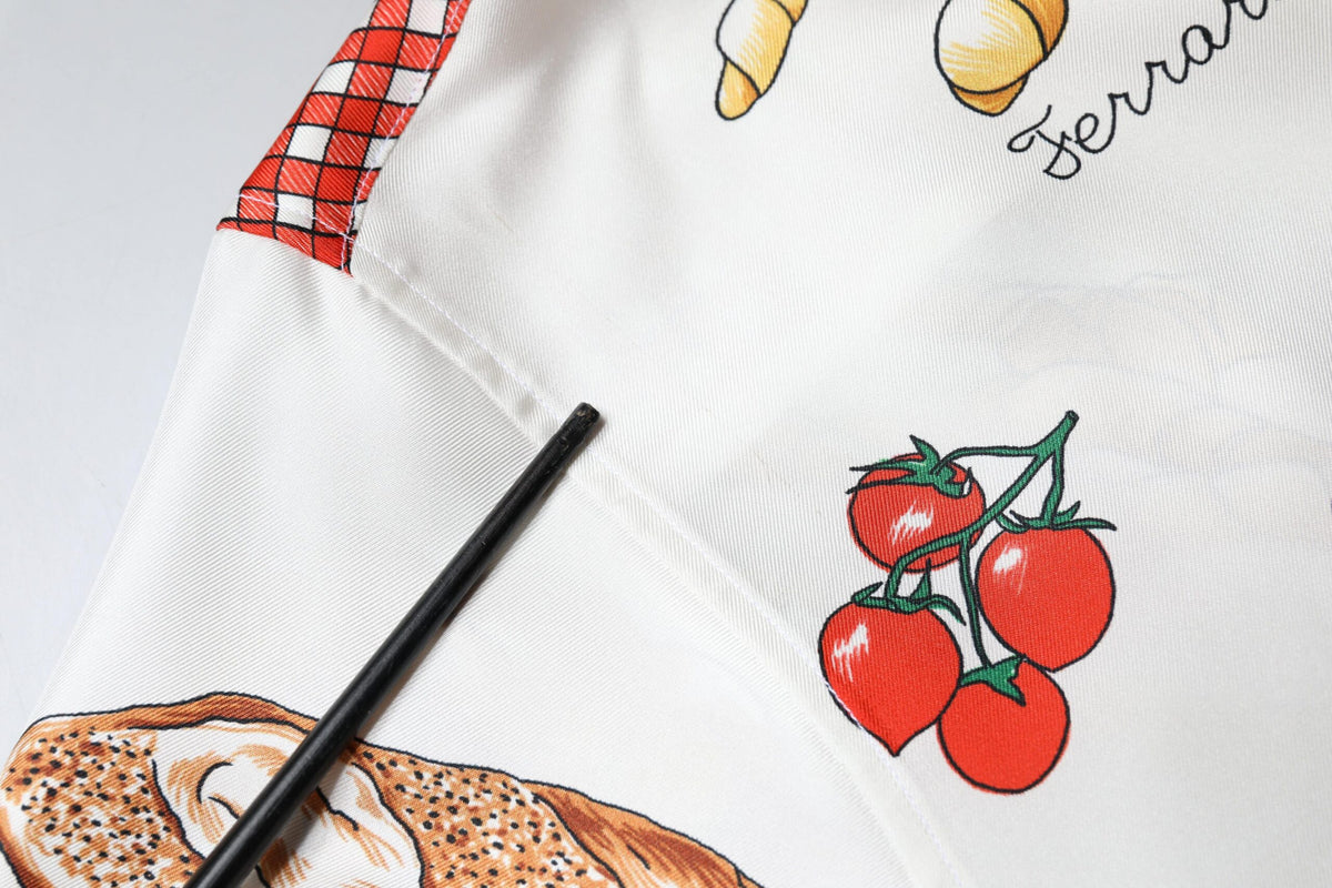 Multicolor Bread Print Collared Blouse Top