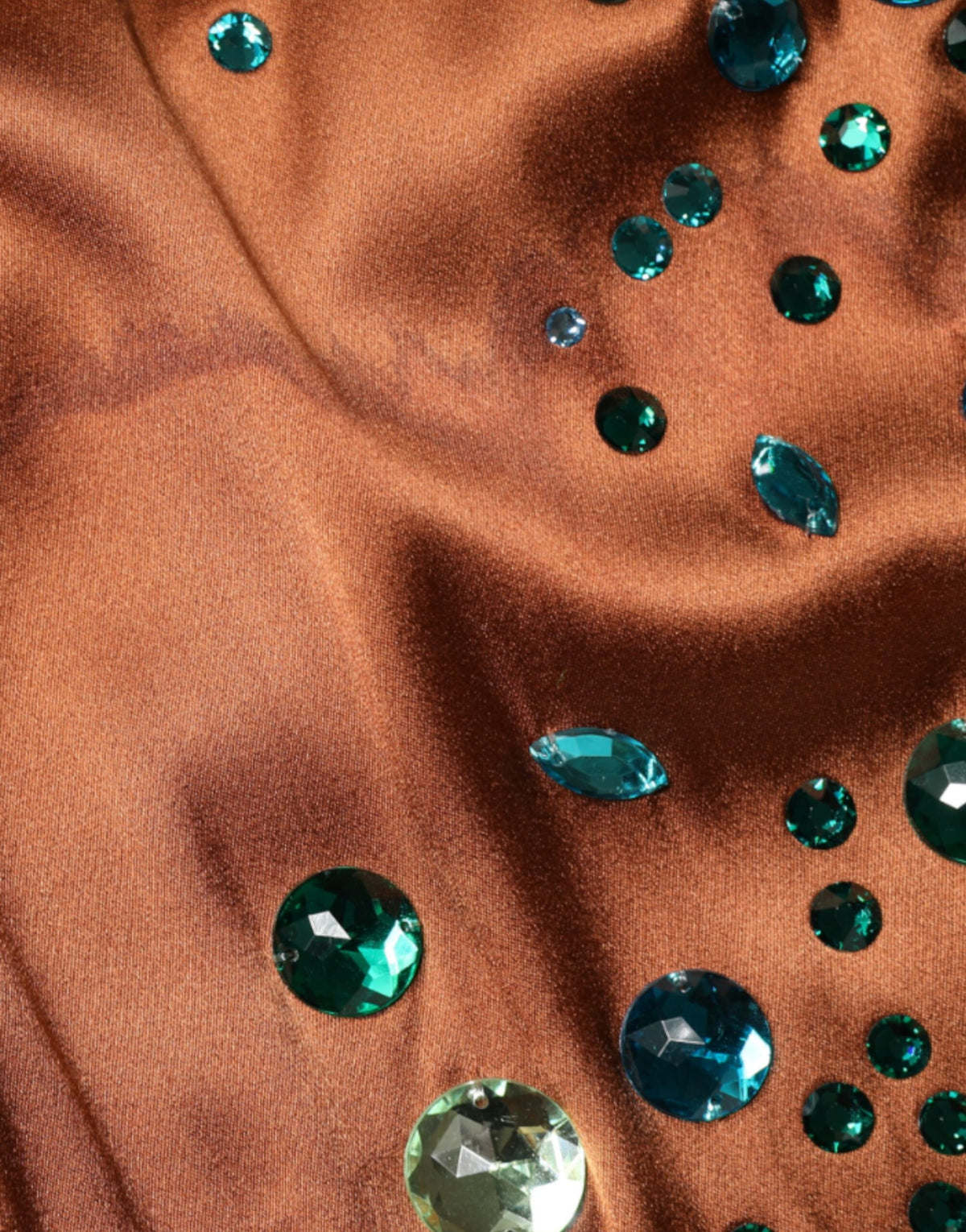 Brown Crystal Embellished Sleeveless Tank Top