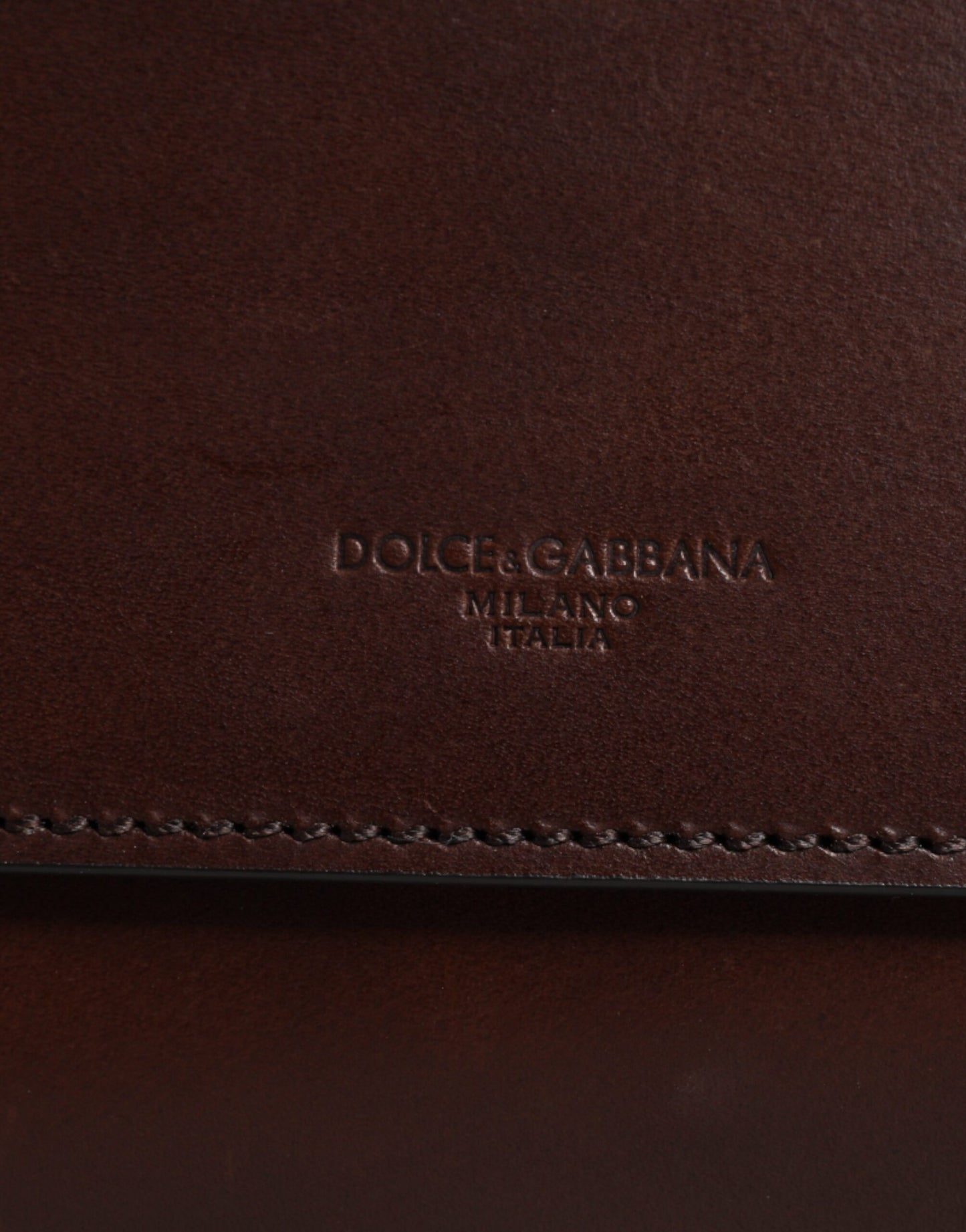 Brown Leather Logo Embossed Crossbody Bag