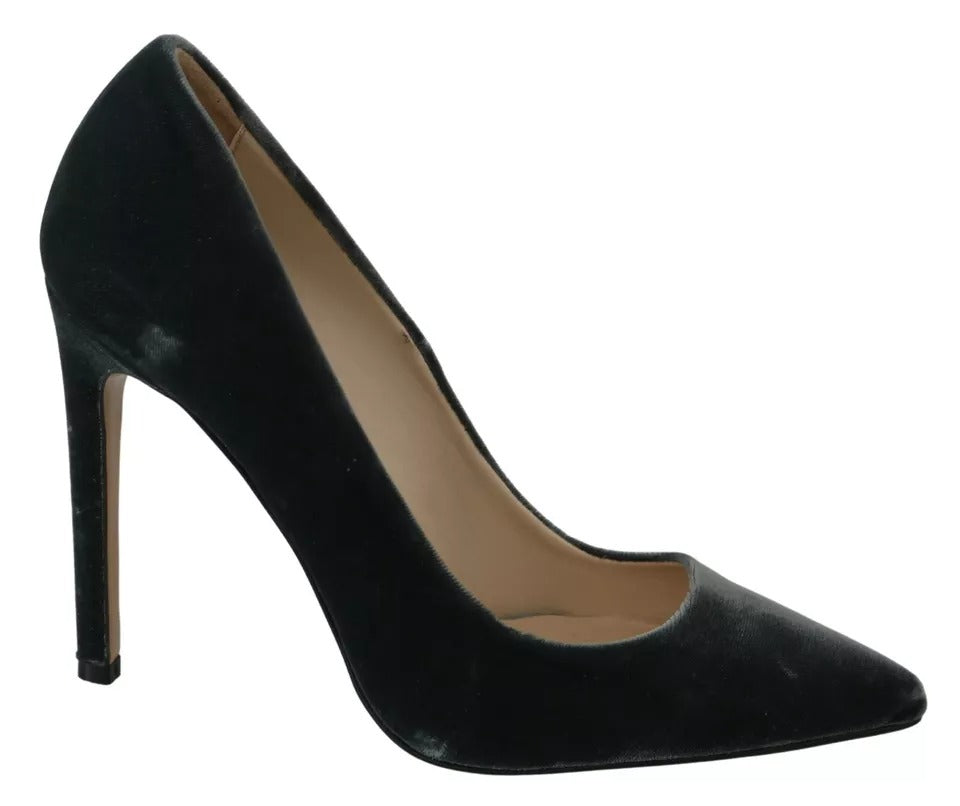 Gray Velvet Dress Stiletto Pumps Shoes