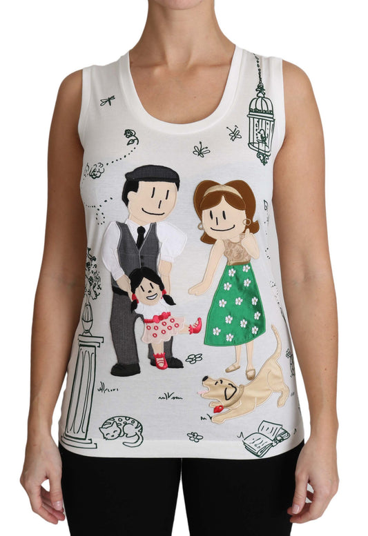 White Cotton #dgfamily Sleeveless Shirt Tank Top