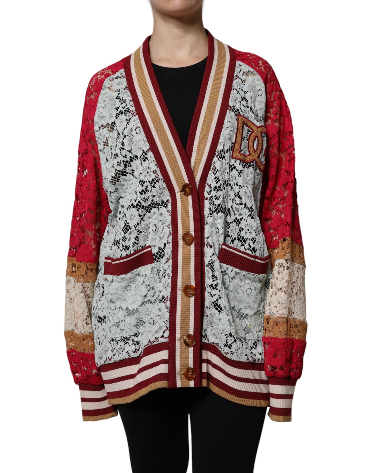 Multicolor Floral Lace Cardigan Sweater