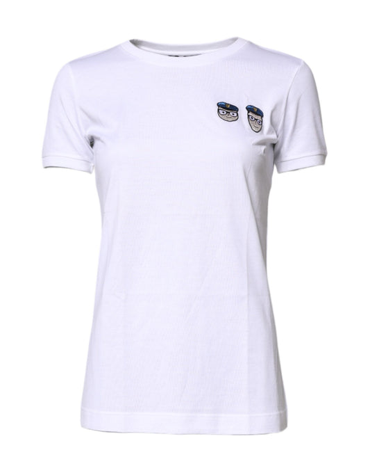 White #DGFamily Cotton Crew Neck T-shirt