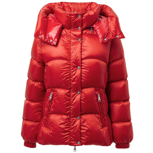 Red Polyamide Full-Length Jacket