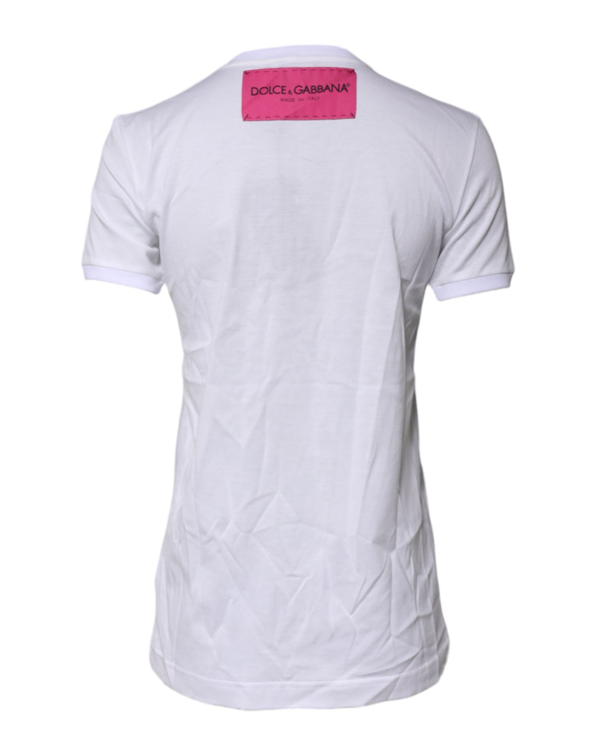 White Cotton Logo Print Round Neck T-shirt