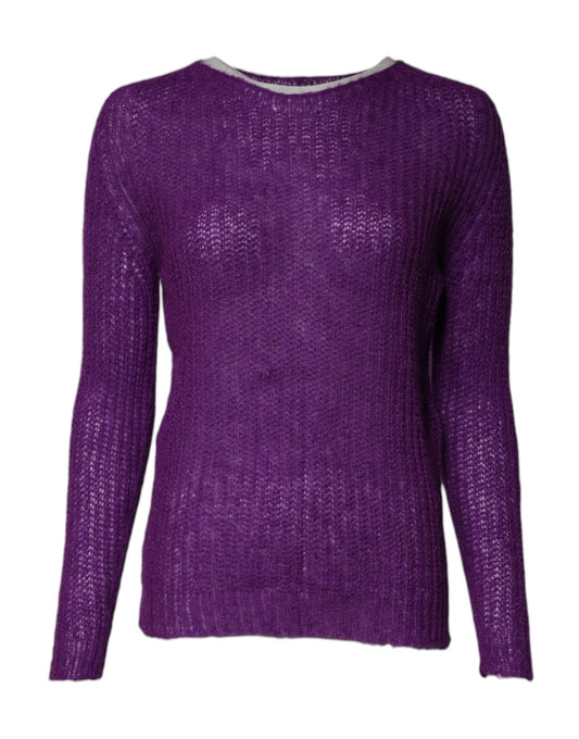 Violet Knitted Long Sleeves Round Neck Sweater