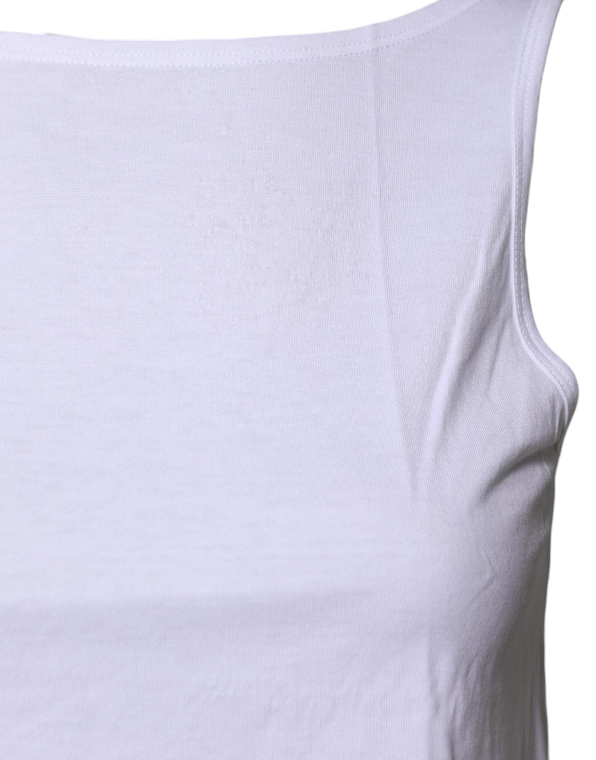 White Cotton Sleeveless Round Neck Tank Top