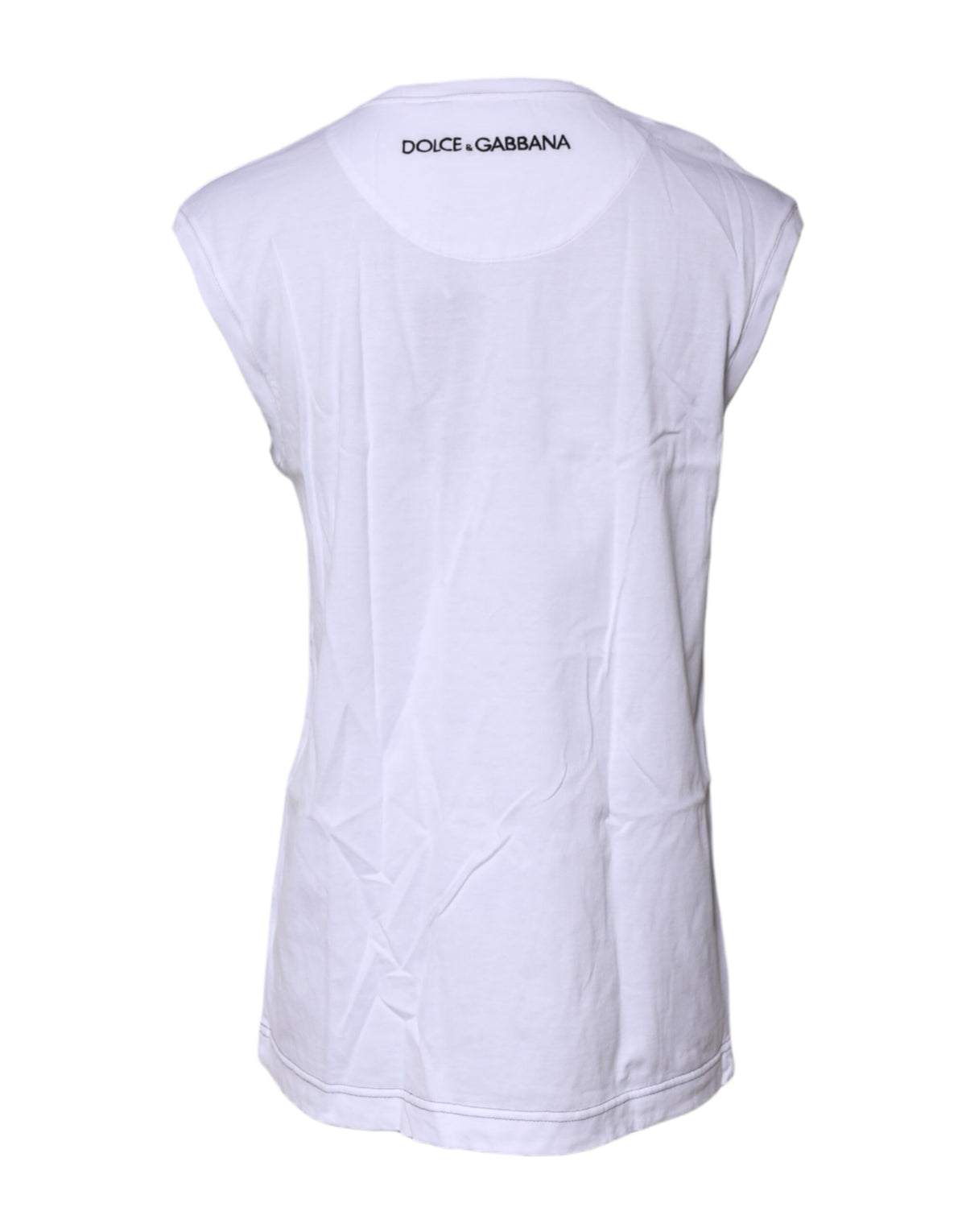 White Cotton Sleeveless Printed Tank T-shirt