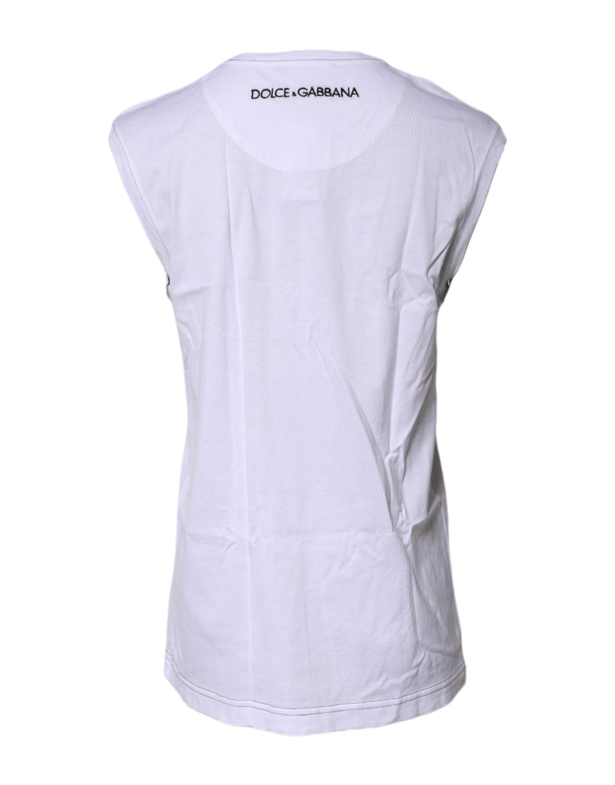 White Cotton Sleeveless Printed Tank T-shirt