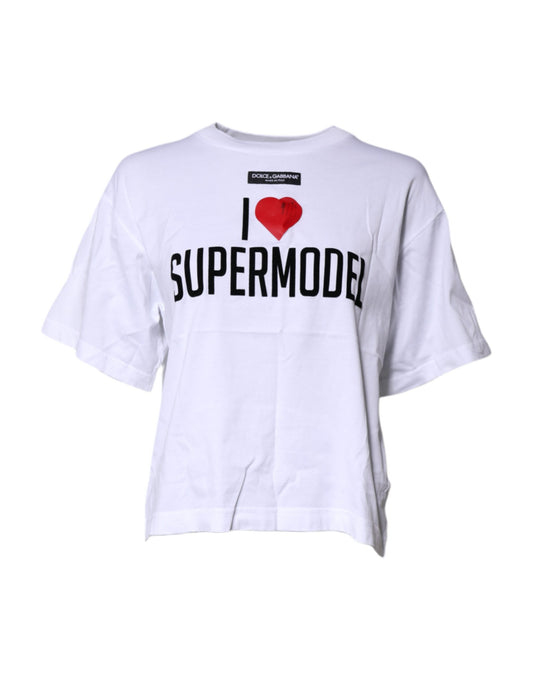 White Printed Round Neck Top Cotton T-shirt