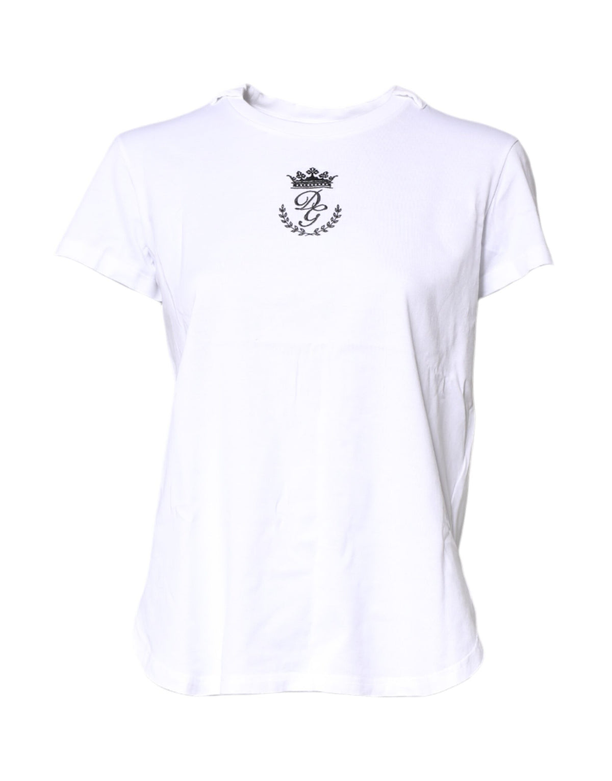 White Logo Crown Cotton Crew Neck T-shirt