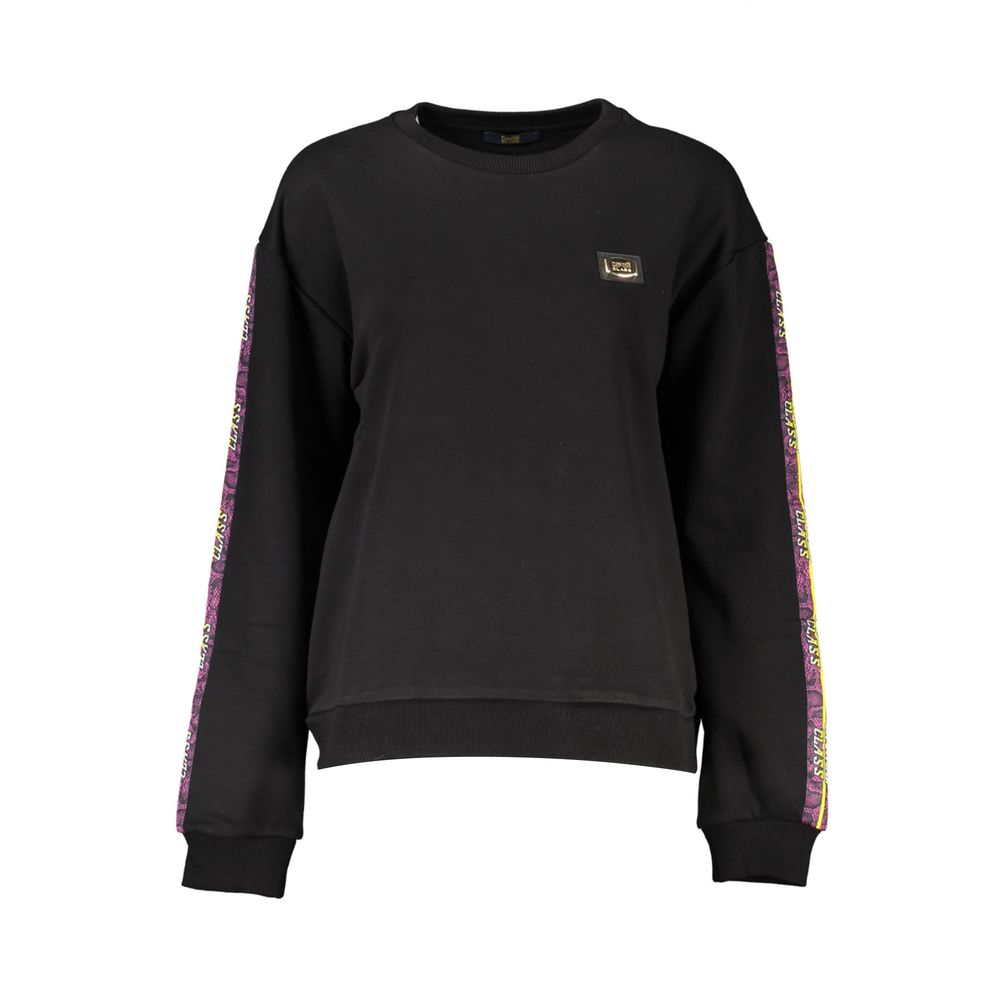 Black Cotton Women Sweatshirt