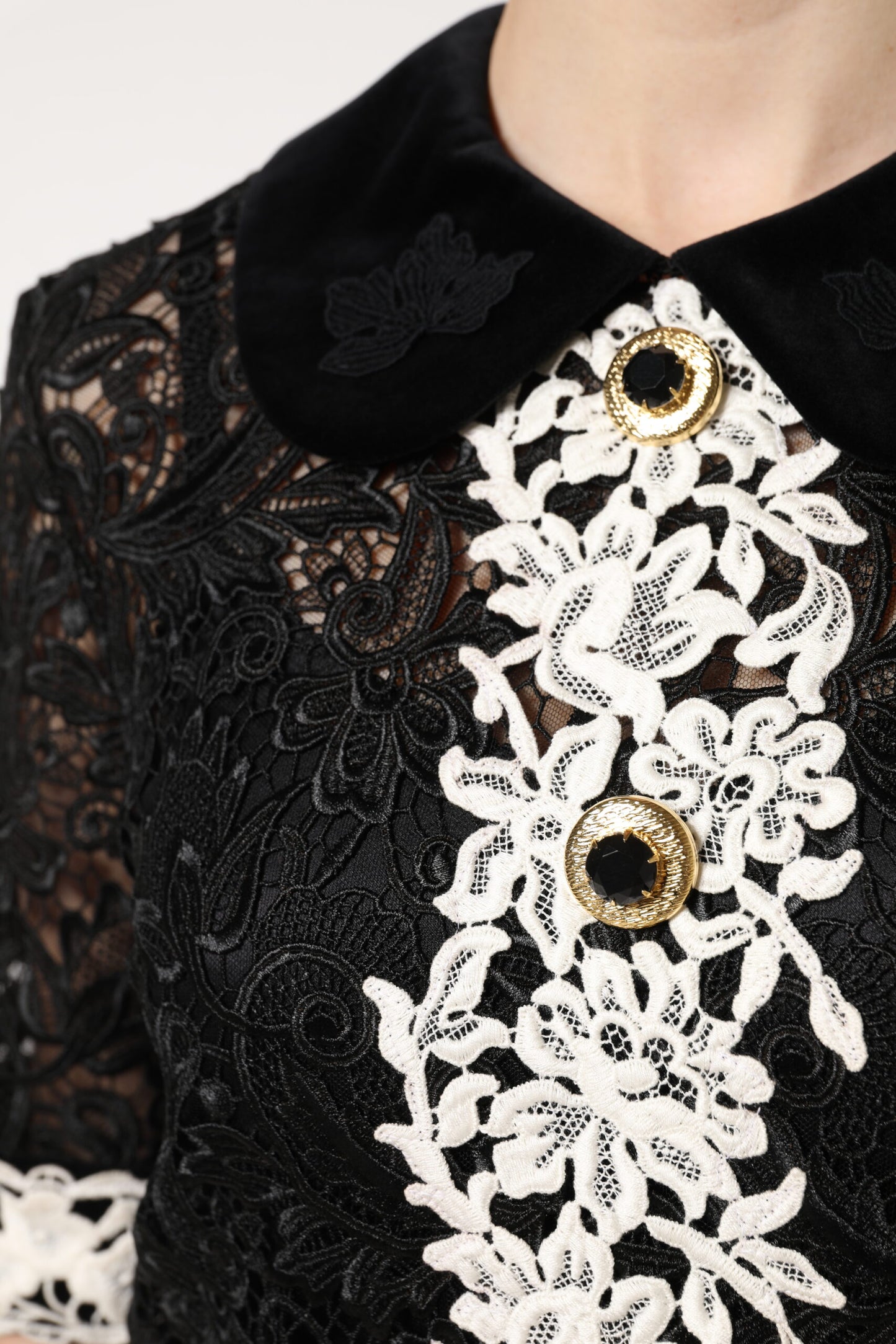 Black Floral Lace Embellished Mini Dress