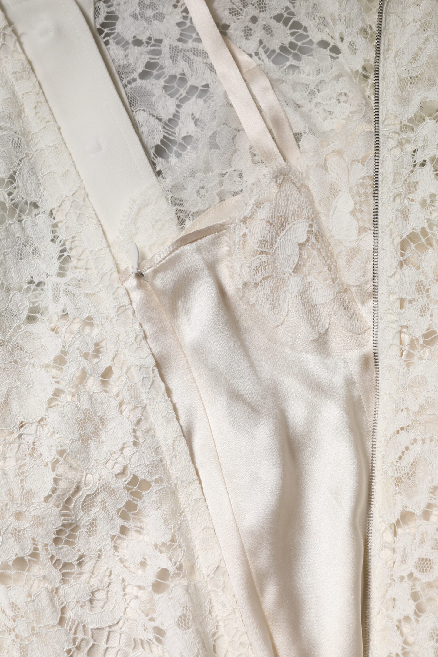 White Floral Lace Long Sleeves A-line Dress