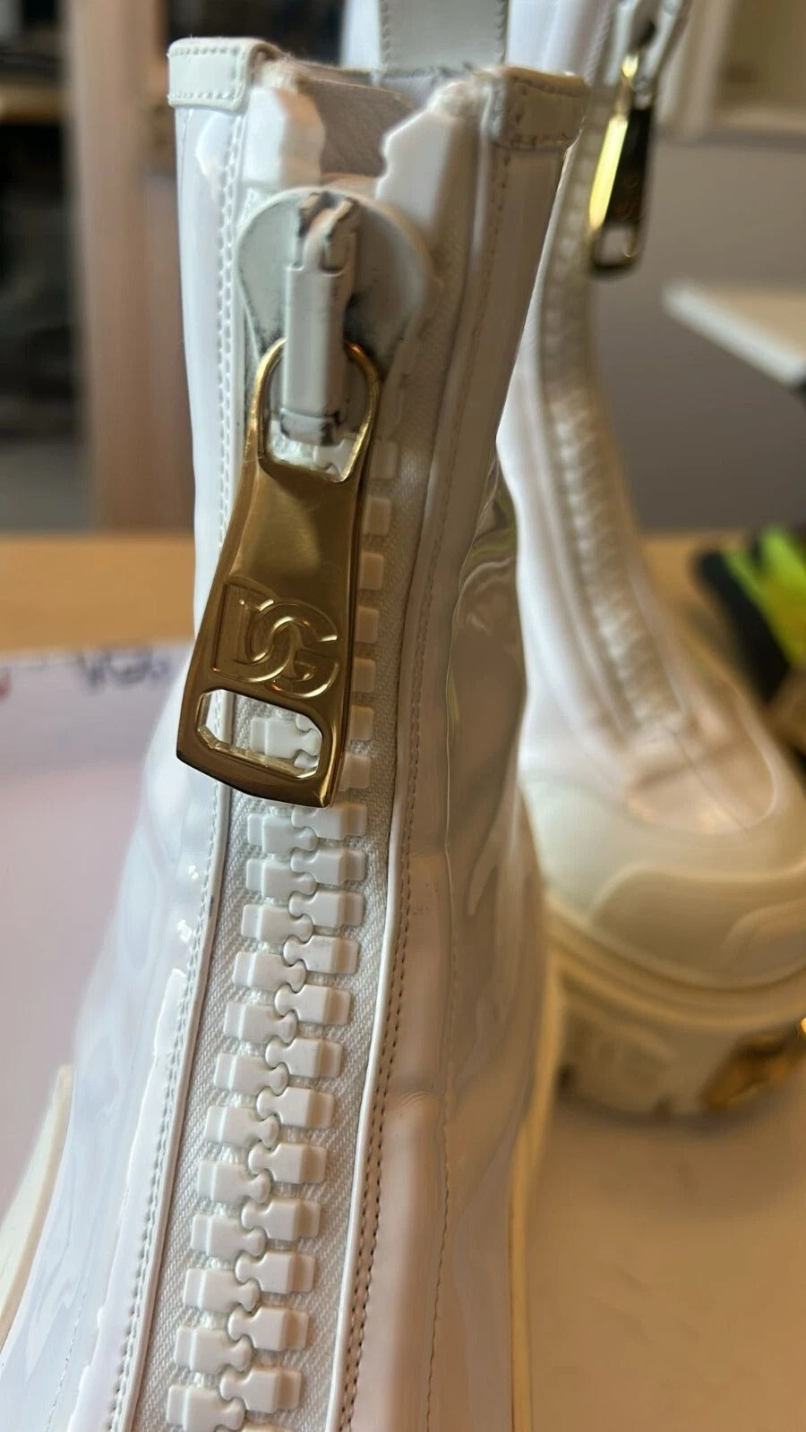 White Leather Rubber Logo Ankle Boots Shoes