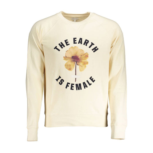Beige Cotton Men Sweatshirt