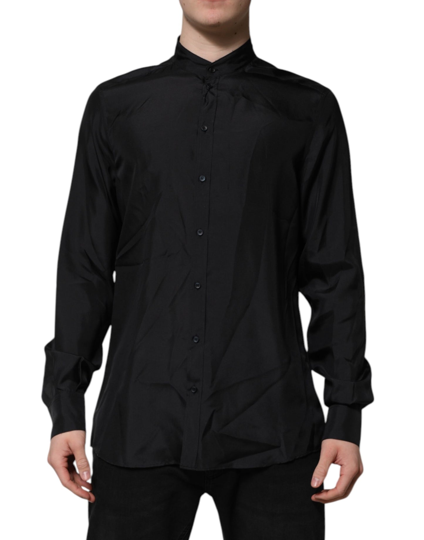 Dark Blue Silk MARTINI Men Formal Dress Shirt