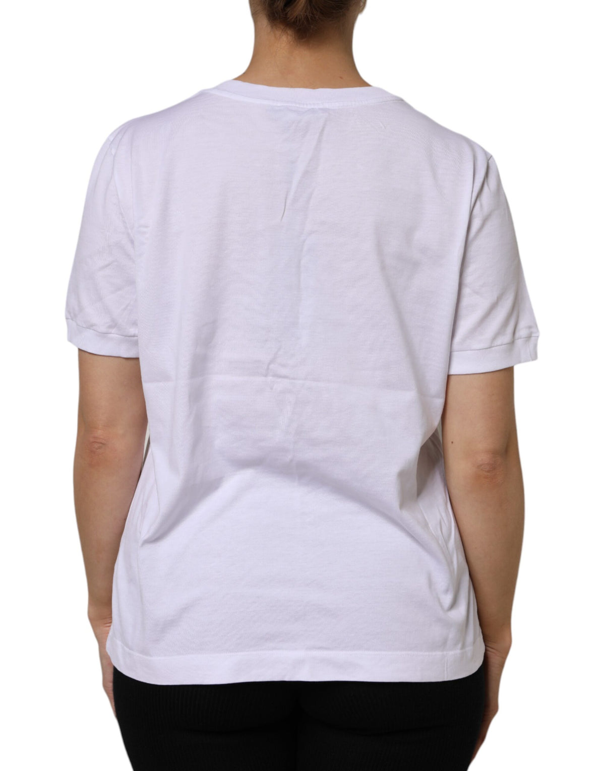 White Cotton Short Sleeve Round Neck T-shirt