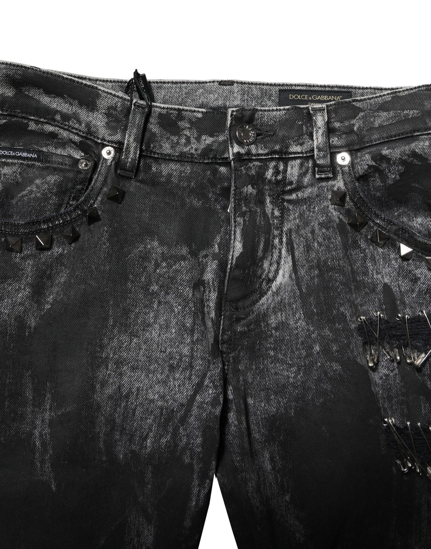 Black Washed Embellished Skinny Denim Jeans