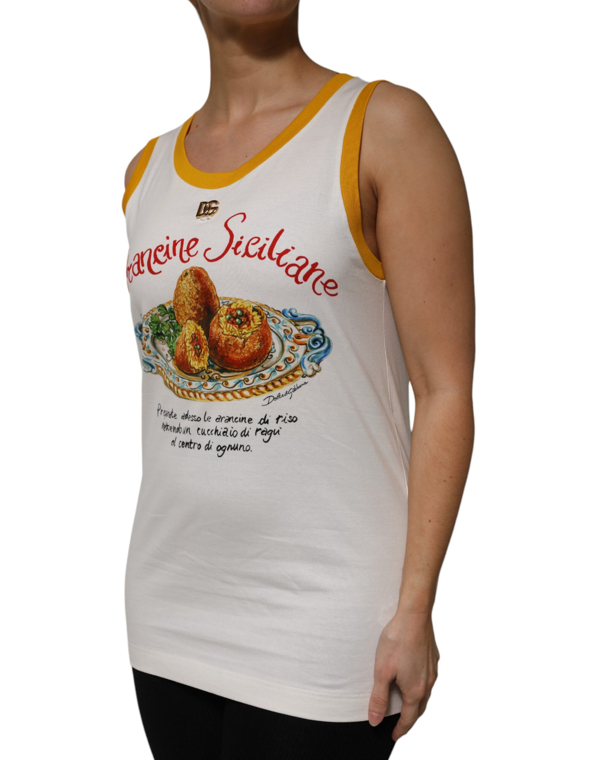 White Araneine Siciliane Sleeveless Tank Top