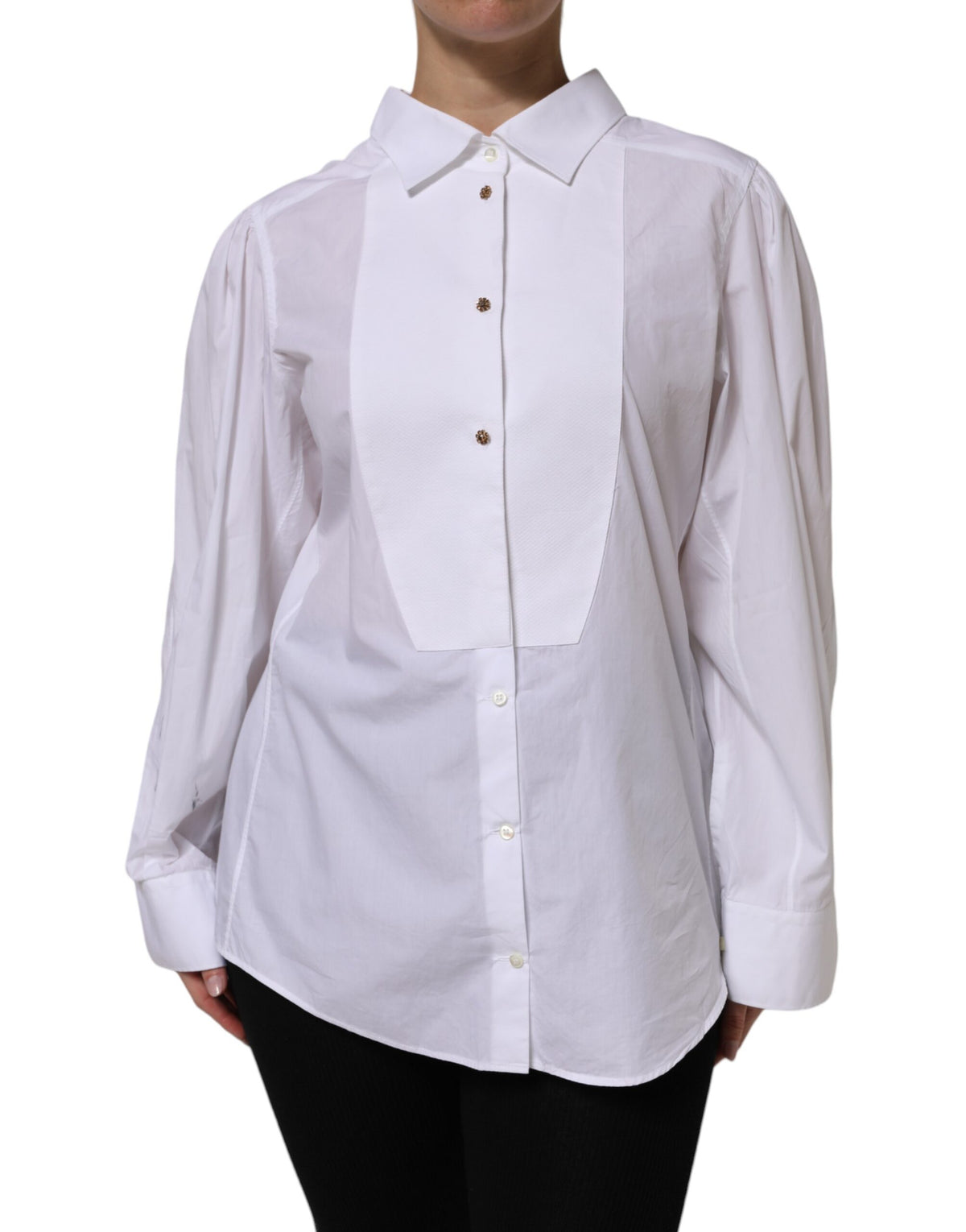 White Cotton Long Sleeves Formal Top Shirt