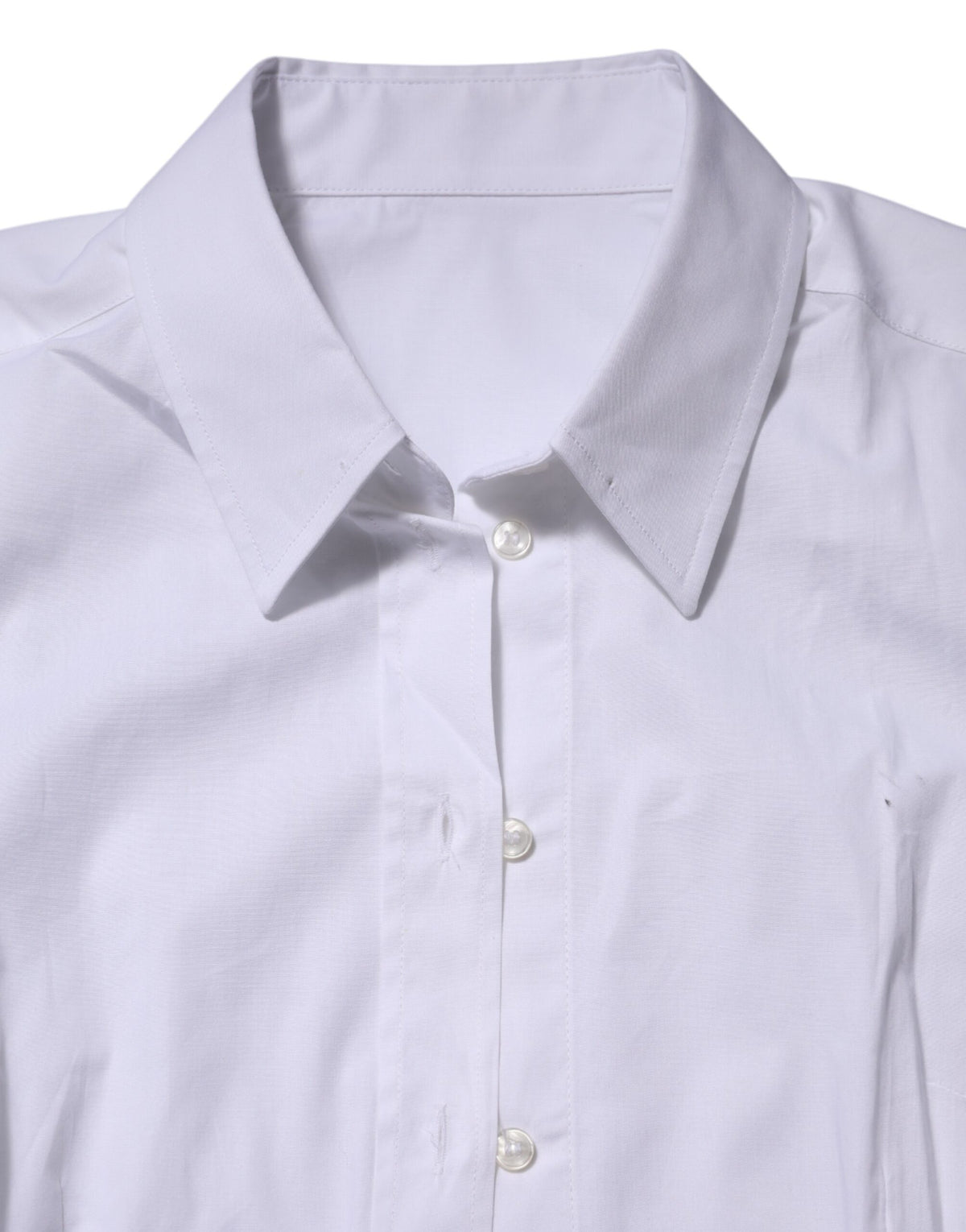 White Cotton Collared Long Sleeves Top Shirt
