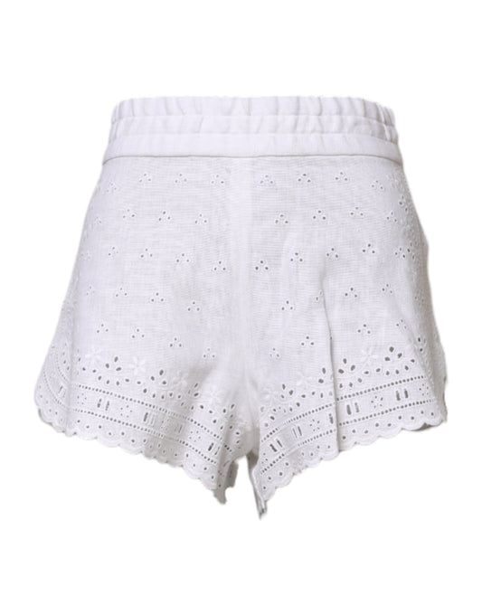 White Linen High Waisted Hot Pants Shorts
