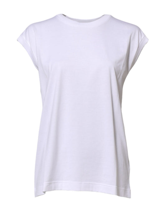 White Cotton Sleeveless Women Tank T-shirt