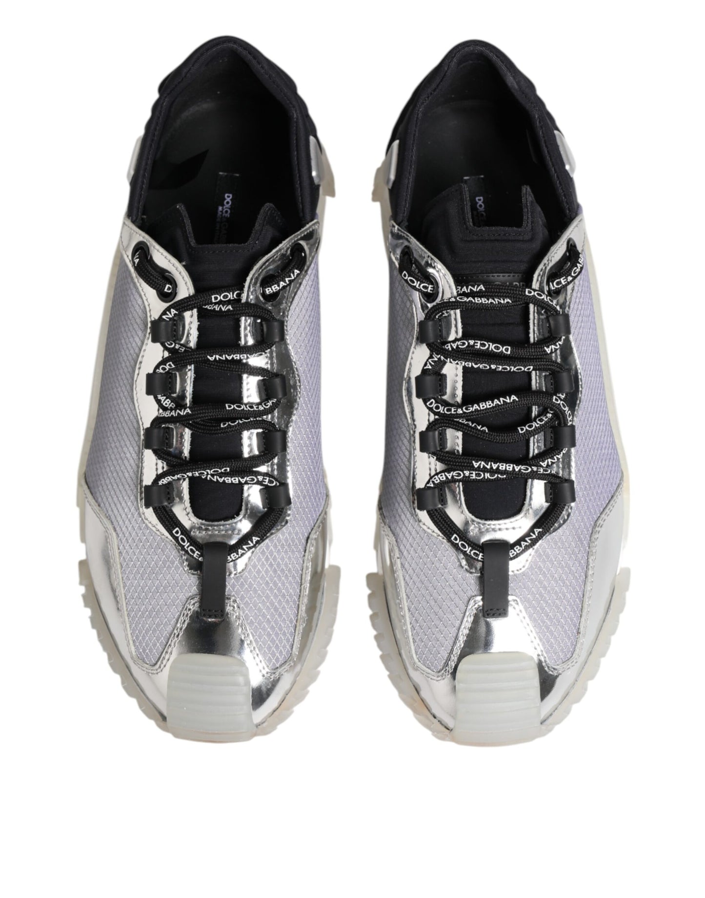 Silver Black Nylon NS1 Low Top Sneakers Shoes