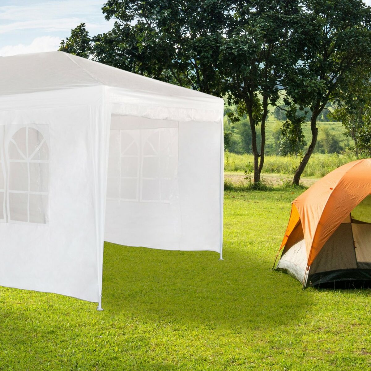 Havepavillon Aktive 300 x 260 x 600 cm Metal Polyester Hvid