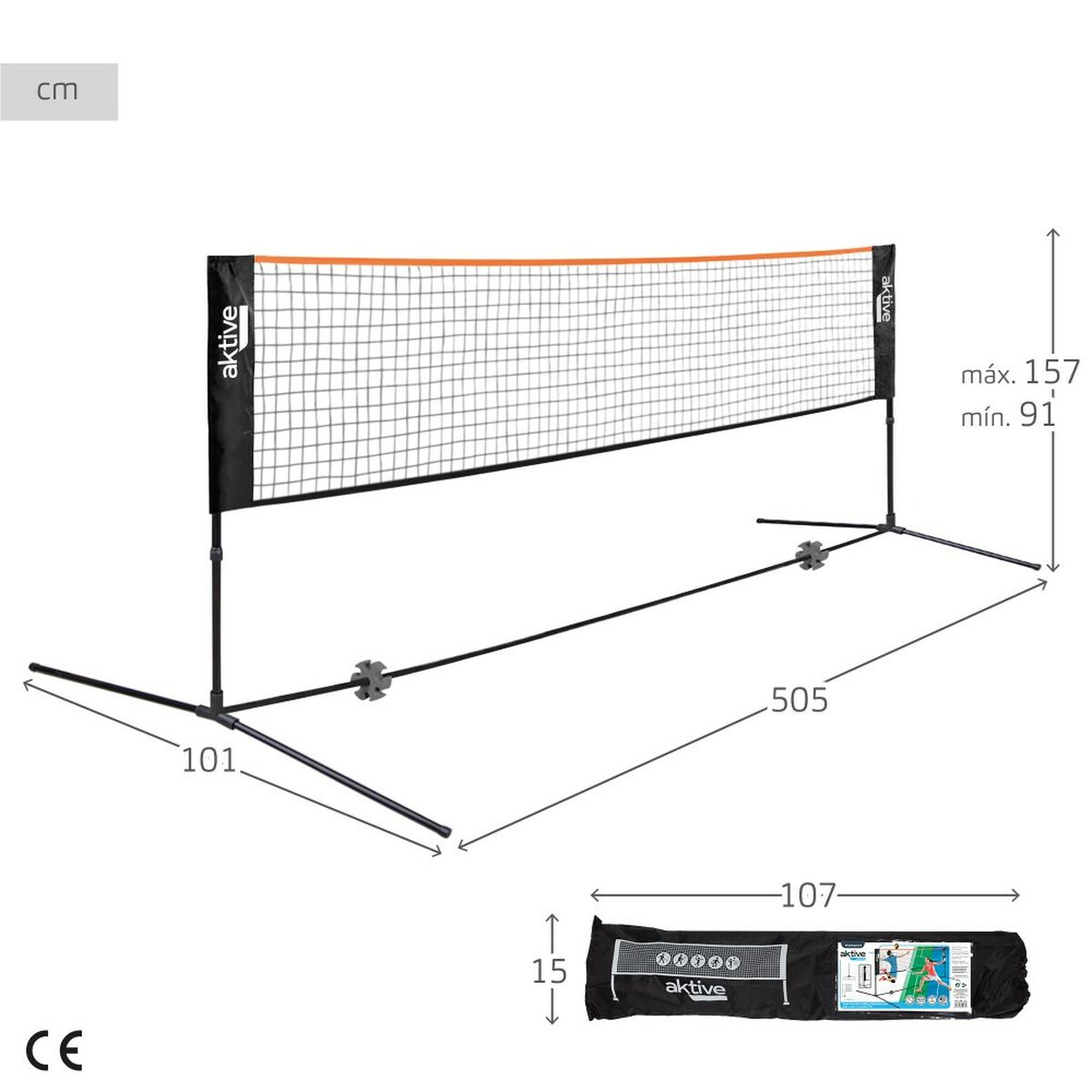 Volleyballsæt Aktive 505 x 157 x 101 cm