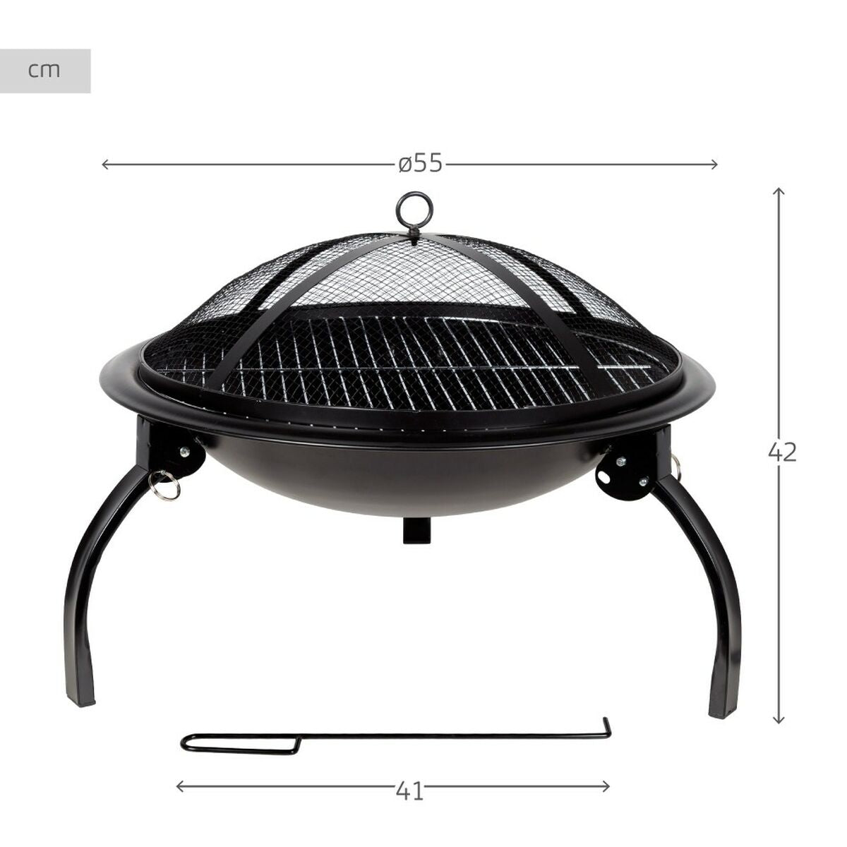 Brazier Aktive Rund Udendørs Havegrill – 55 x 42 x 55 cm