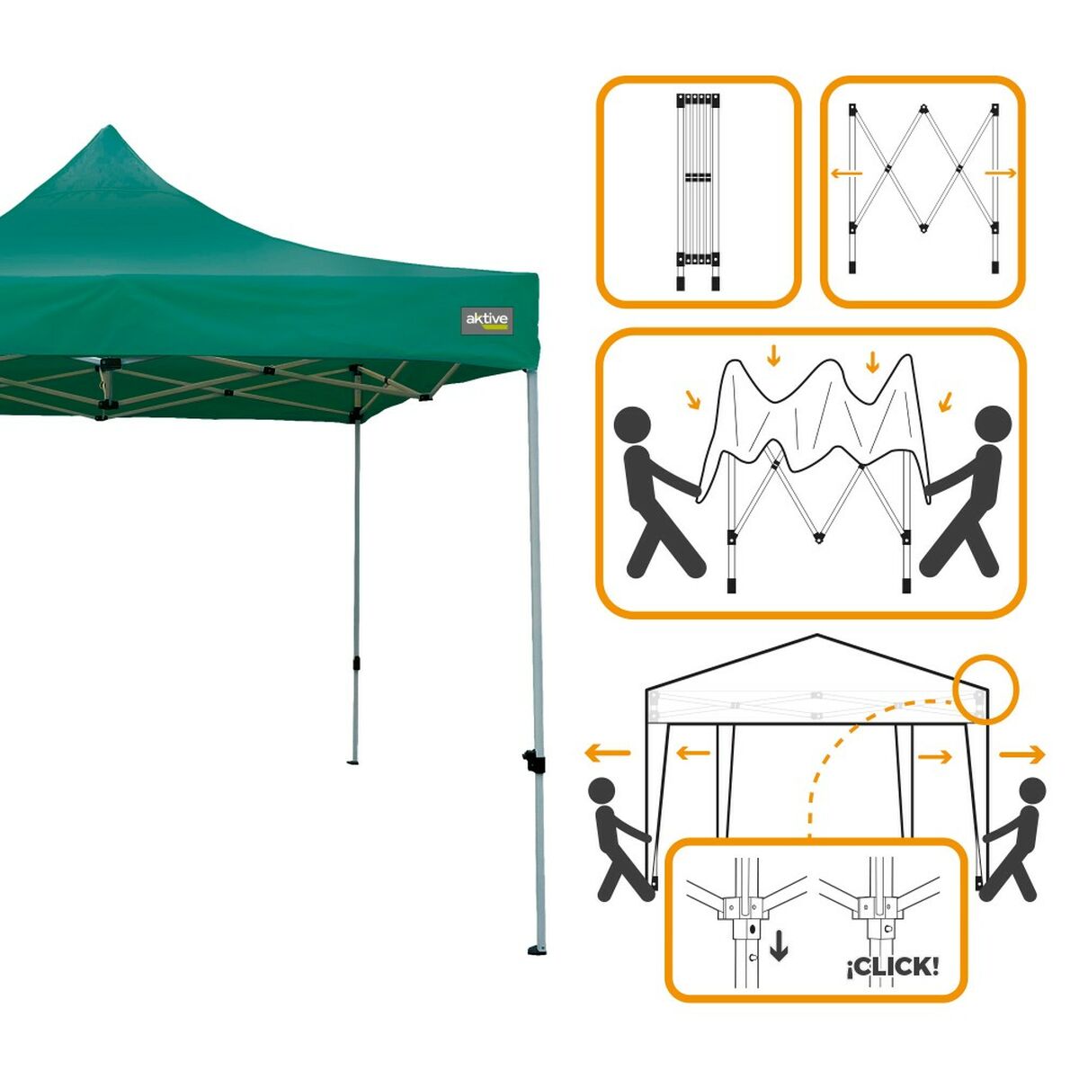 Havepavillon Foldbar Højdejusterbar Stål Polyester 420D Oxford Grøn