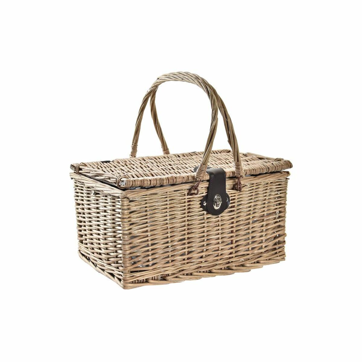 Picnickurv DKD Home Decor – Naturligt Flet med Blå Detaljer, til 4 personer