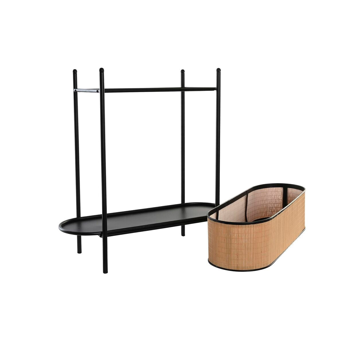 Planter DKD Home Decor Natural Black Metal Colonial Bamboo (60 x 23.5 x 69 cm)