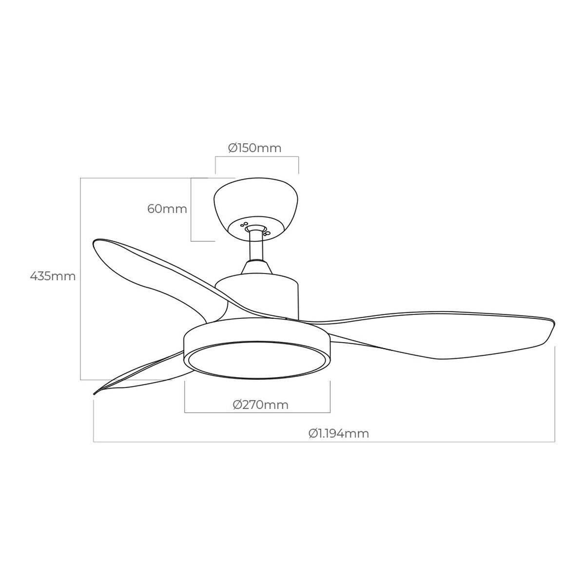 Ceiling Fan med Lys EDM 33817 Arctic White – 24 W, 38 W, 2160 Lm