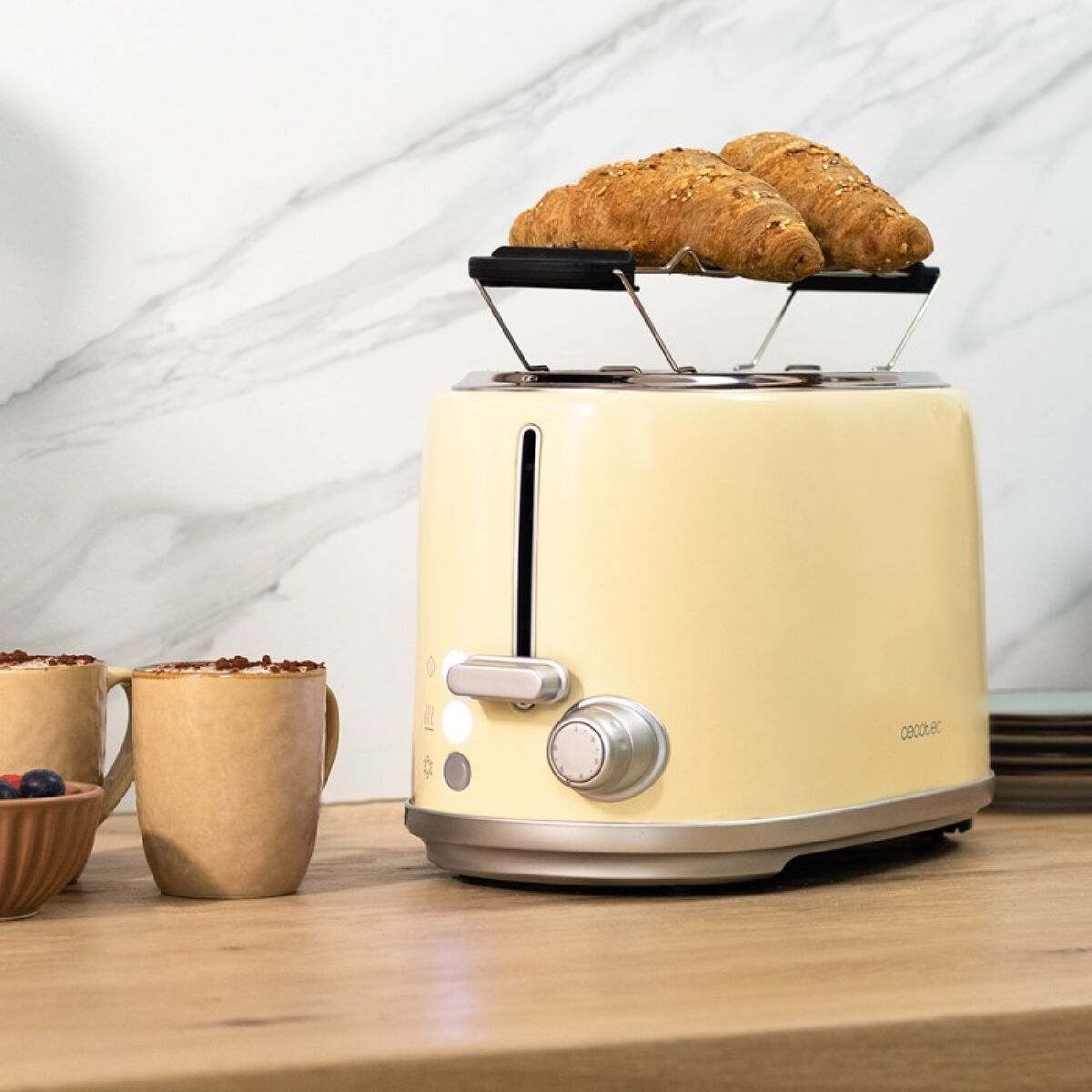 Brødrister Cecotec Toast&amp;Taste 1000 Retro Dobbelt 980 W Gul