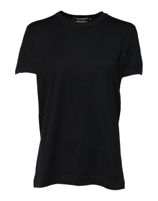 Black Cotton DG Print Short Sleeve Top T-shirt