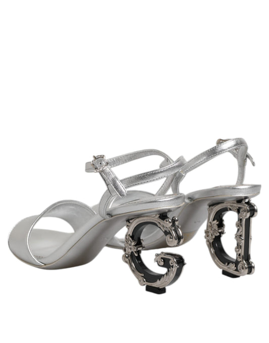 Silver KEIRA Heels Ankle Strap Sandals Shoes