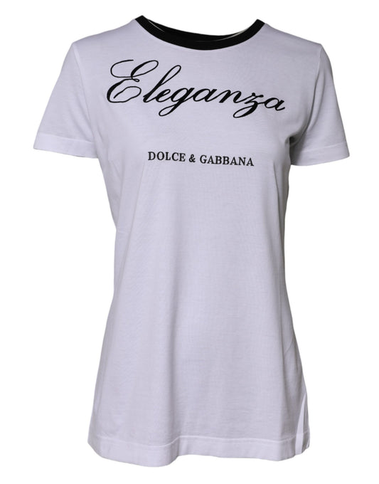 White Eleganza Cotton Crew Neck Tee T-shirt